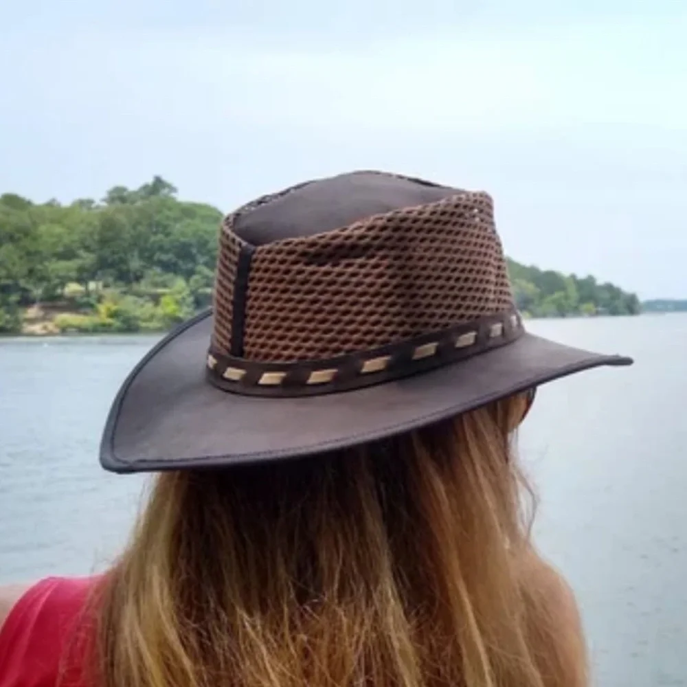 PUDNEY HATS Suede Antelope Leather Safari Hat with Mesh Sides South African Made